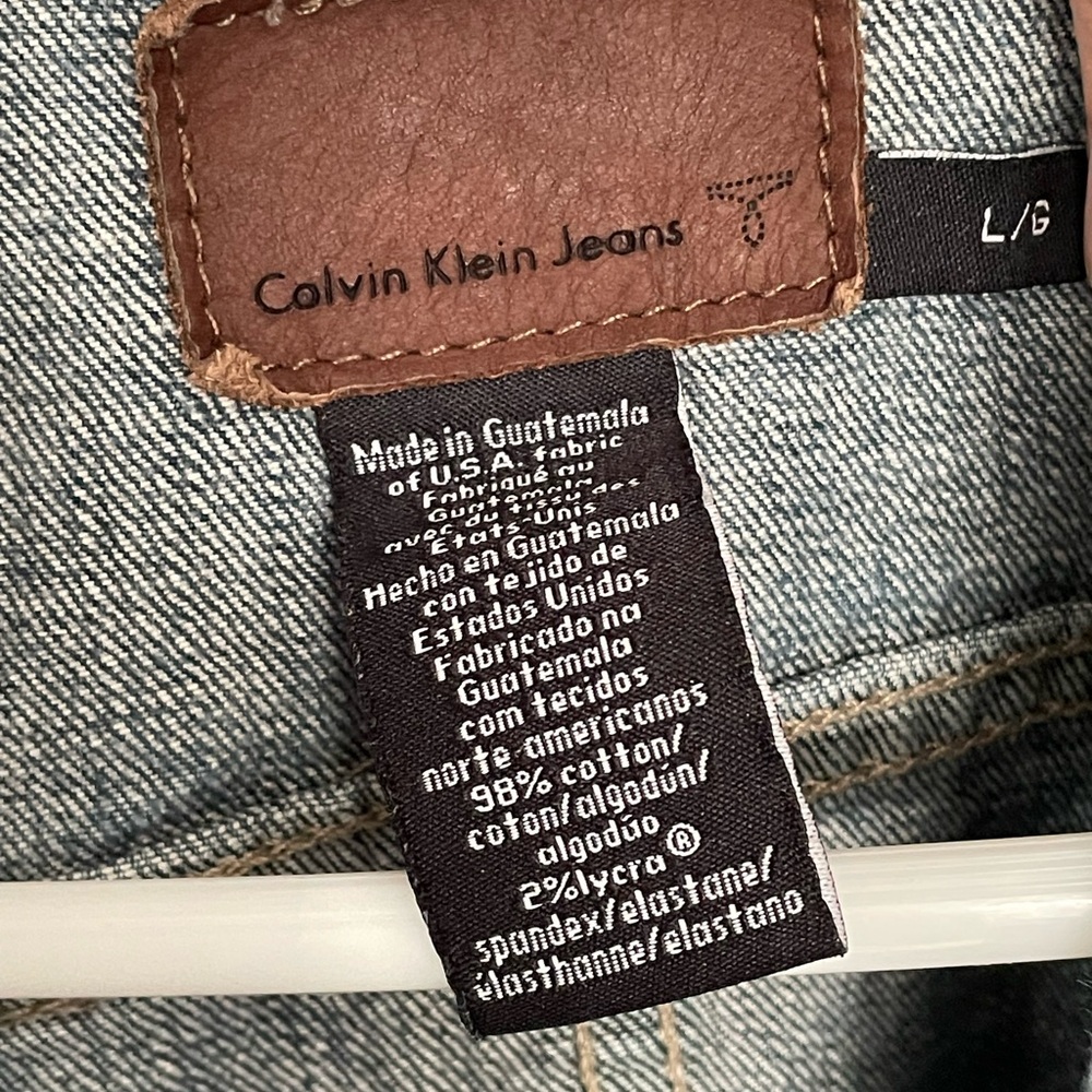 Calvin Klein Jeans Denim Jacket Blue Stretch Trucker Women’s Large - Picture 9 of 9